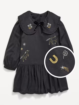 Long-Sleeve Embroidered Collared Dress for Toddler Girls | Old Navy (US)