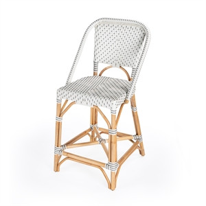 Butler Solstice White & Grey Rattan Counter Stool | Cymax