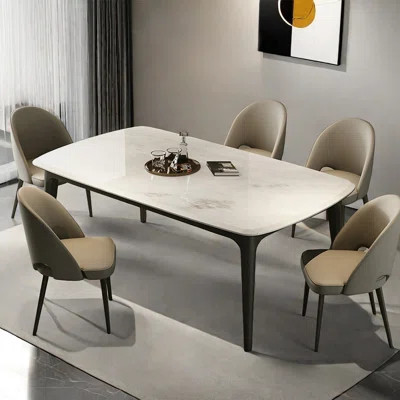 Luxury Marble Wood Rectangular Dining Table Sets | Wayfair North America