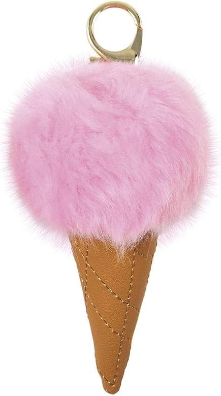iscream Ice Cream Cone Furry Pom-Pom Decorative Purse and Backpack Clip Keychain Charm | Amazon (US)