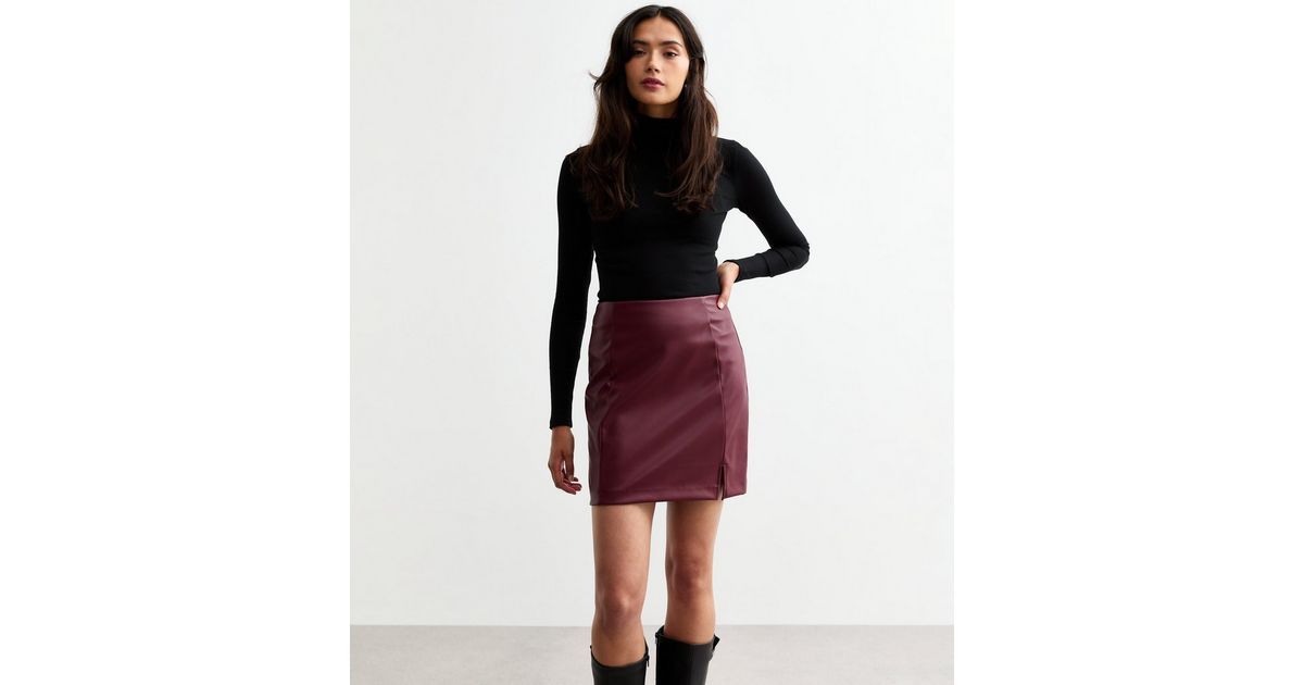 Tall Burgundy Faux Leather Mini Skirt
						
						Add to Saved Items
						Remove from Saved Ite... | New Look (UK)