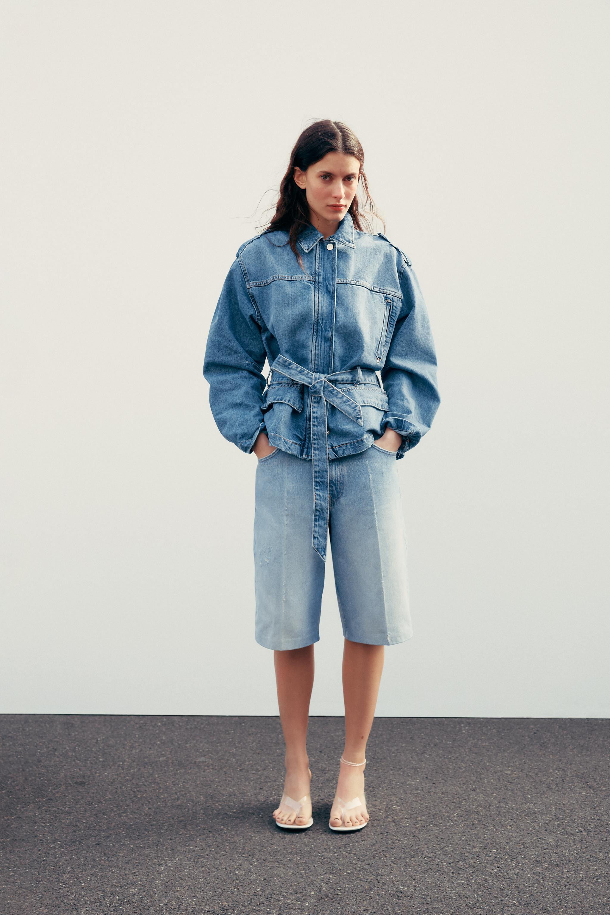 TRF DENIM JACKET WITH BELT | Zara UK