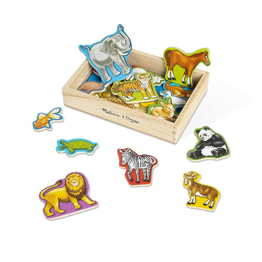Melissa & Doug 20 Wooden Animal Magnets in a Box Cute Animal Fridge Magnets, Refrigerator Magnets... | Amazon (US)