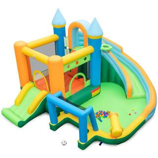 Inflatable Water Slide Kids Blow up Pool Park Climbing Wall Bounce House without Blower | The Home Depot