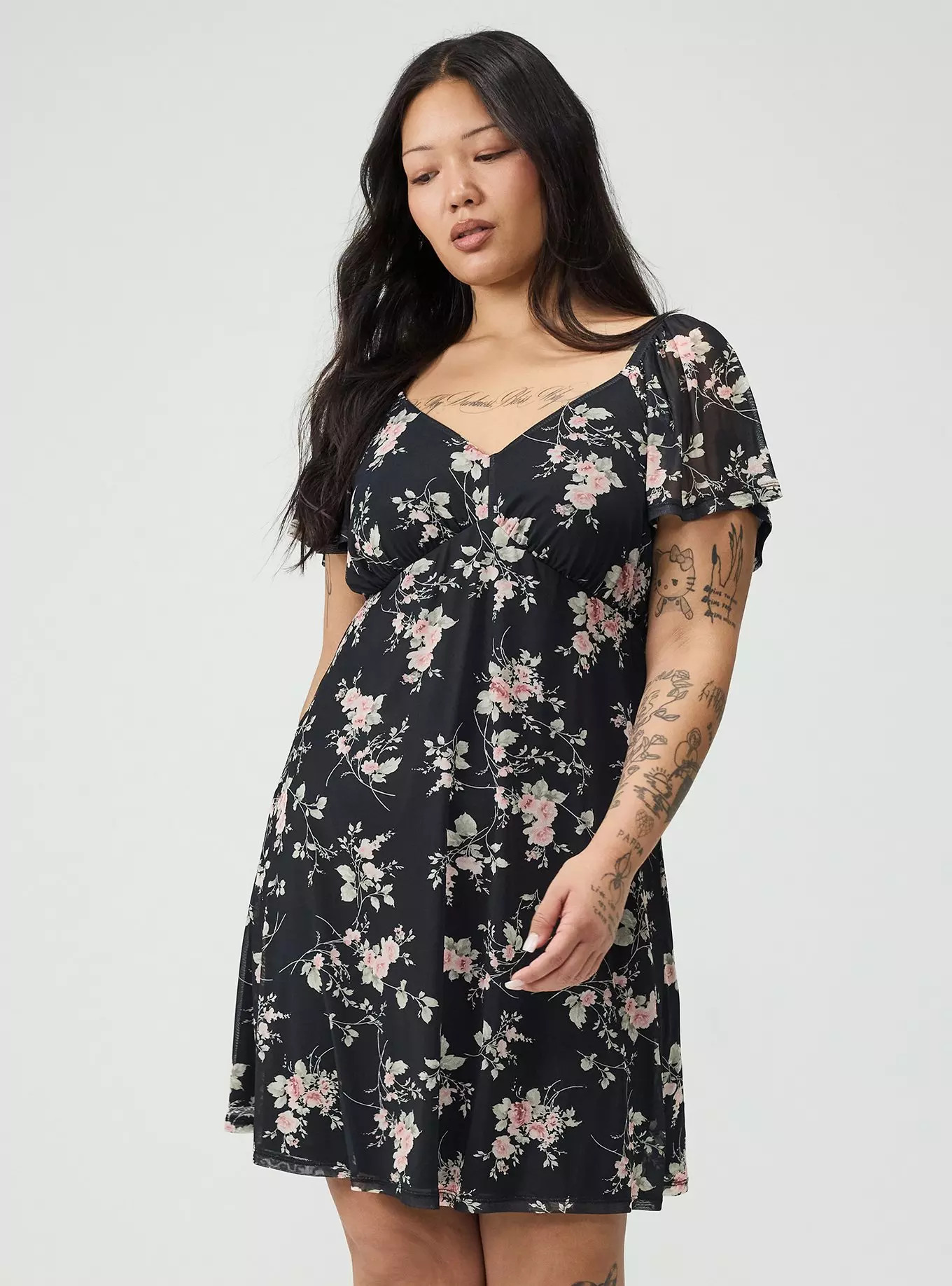 Flutter Sleeve Mesh Mini Dress | Torrid (US & Canada)