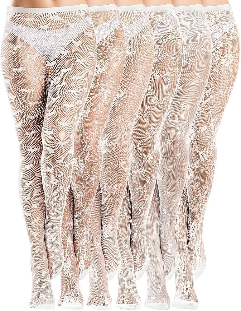 Ramede 6 Pairs Women Fishnet Thigh High Stockings Waist Tights Bow Patterned Goth Fishnet Legging... | Amazon (US)
