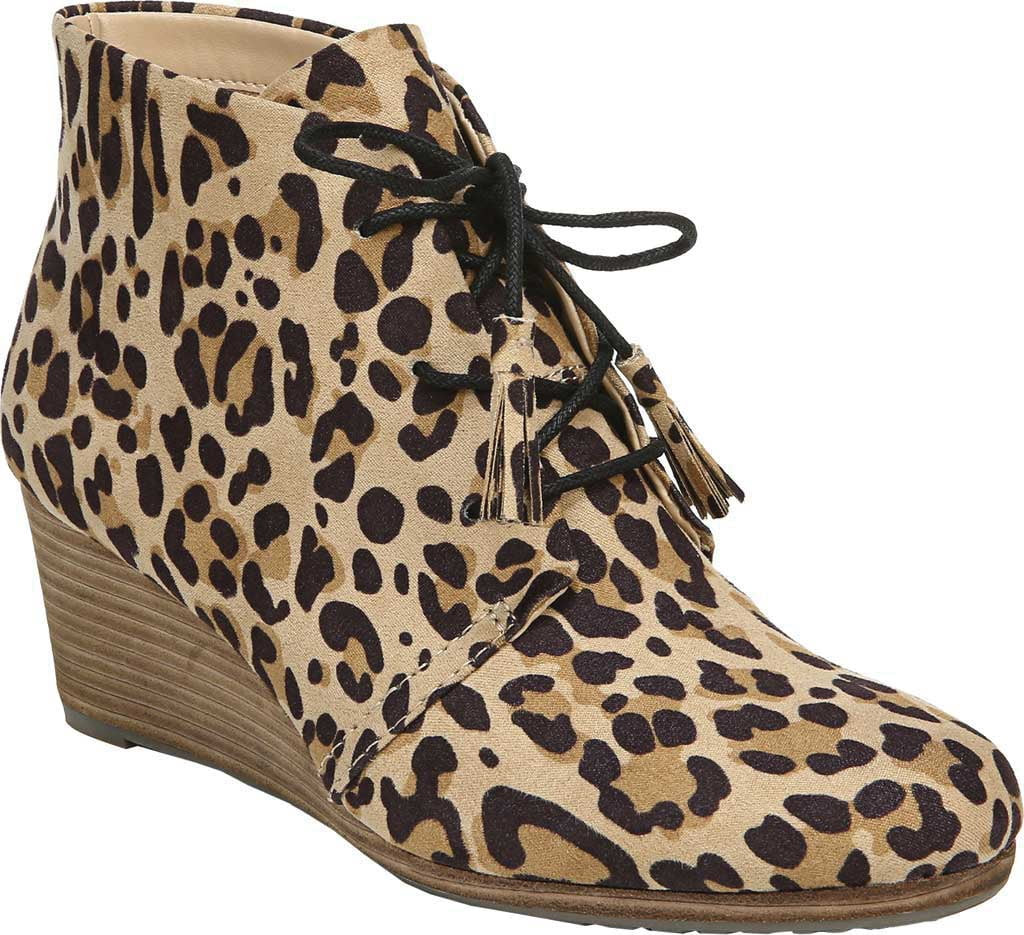 Women's Dr. Scholl's Dakota Wedge Ankle Boot Tan/Black Leopard rPET/Microfiber Fabric 8 M | Walmart (US)