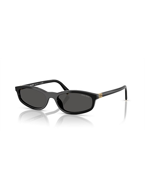 Miu Miu Irregular Black Dark Grey Sunglasses | David Jones | David Jones (Australia & New Zealand)