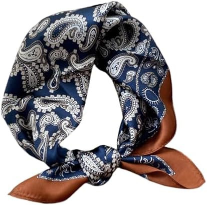 Aufeel 100% Real Mulberry Silk Women Small Square Neck Scarfs 21" Lightweight Headscarf Printed N... | Amazon (US)