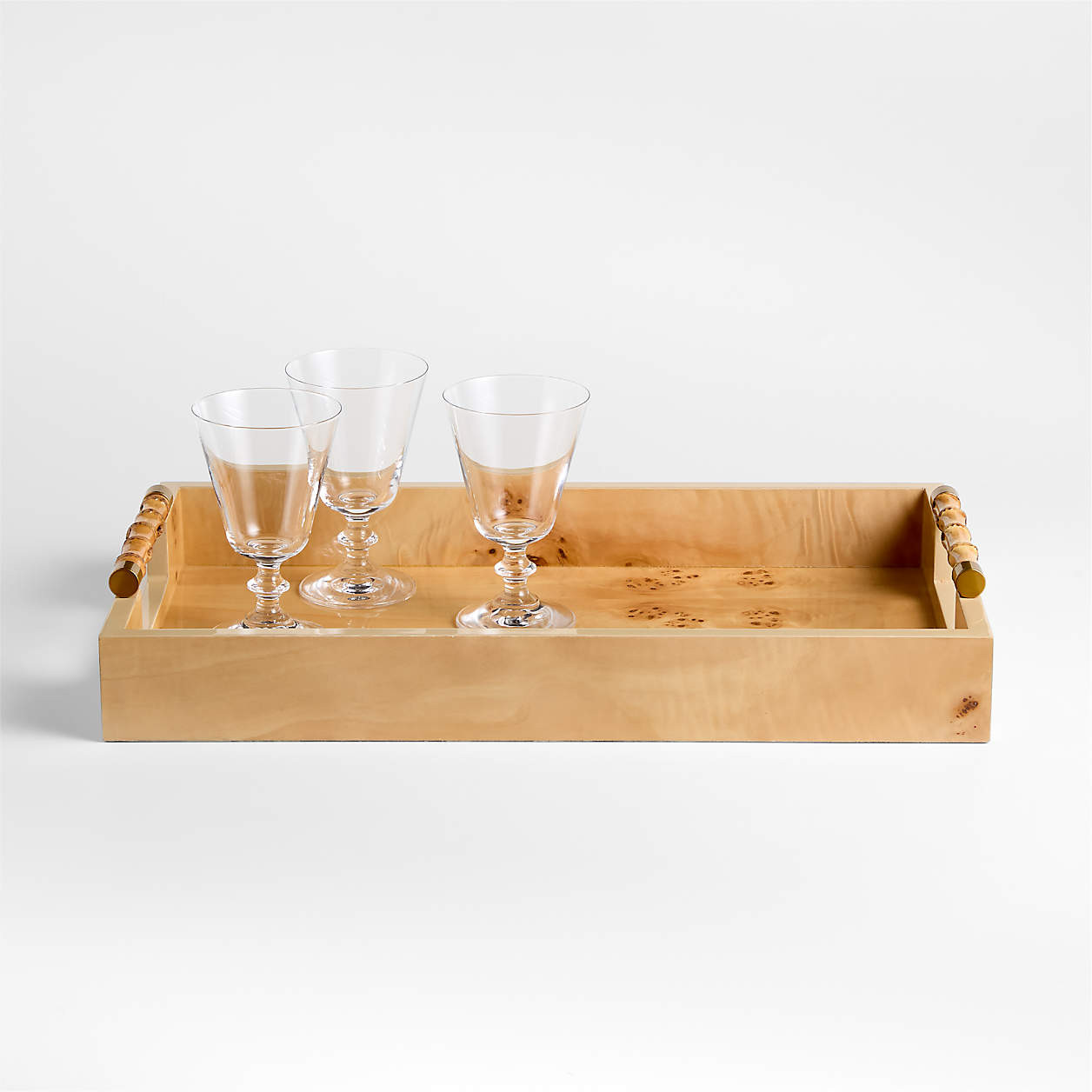 Volos Small Rectangle Burl Wood Decorative Tray + Reviews | Crate & Barrel | Crate & Barrel