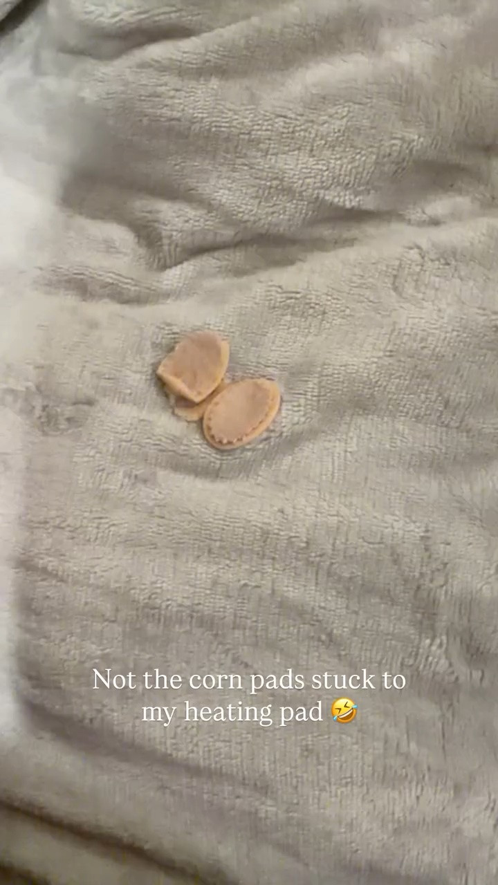 Not the corn pads stuck to my heating pad 🤣