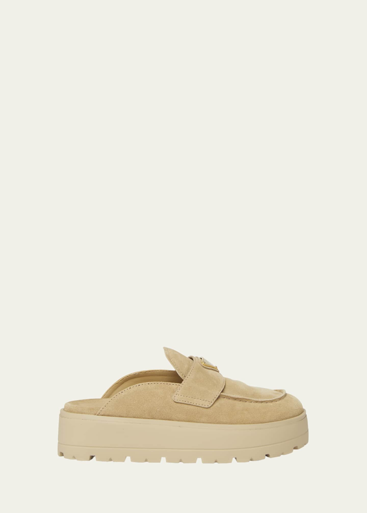 Prada Fussbett Suede Loafer Mules | Bergdorf Goodman