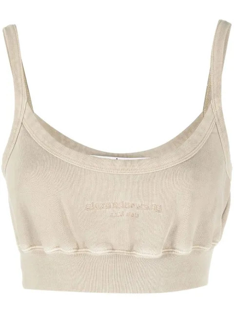 Alexander Wang logo-embroidered Knitted Crop Top - Farfetch | Farfetch Global