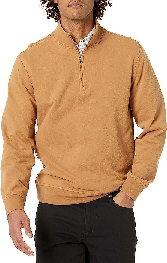 Amazon Essentials Men's Lightweight French Terry Quarter-Zip Mock Neck Sweatshirt | Amazon (US)