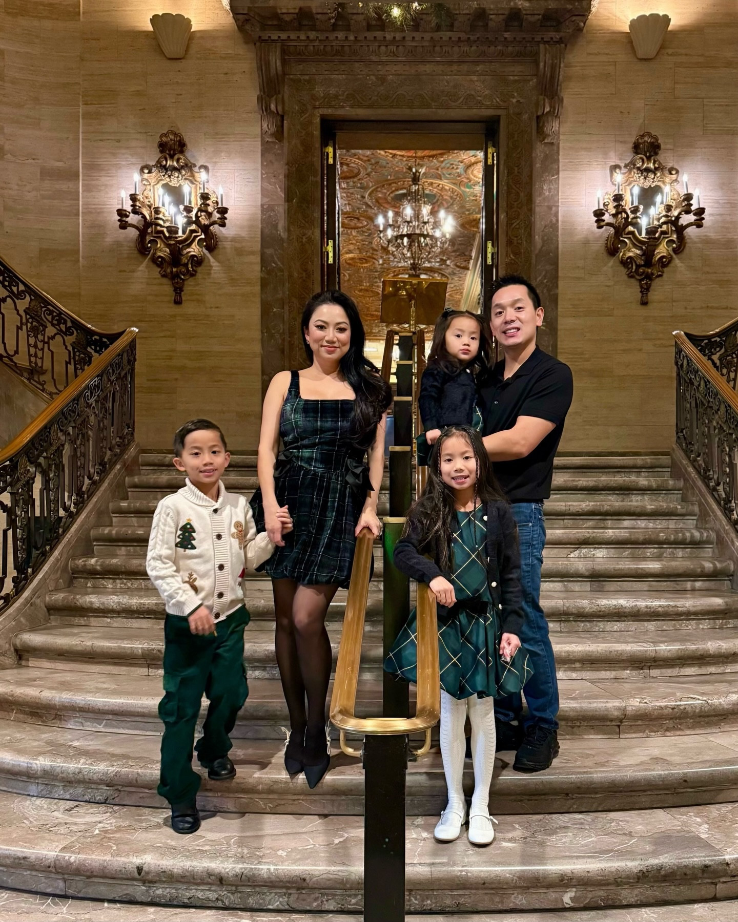 🍭Sugar, spice, and holiday nights 💫

A weekend at @hotel_dupont was exactly what we needed. Gingerbread decorating with the kids, exploring all the festive 🎄corners of the hotel, and ending the night with an incredible meal at @lecavalierde . Pure joy. ✨
.
.
.
.
.

Matching Family Holiday Green Blue Plaid // Family matching for the holidays in green and blue plaid. Mom in a plaid velvet bubble mini skirt dress with trimmed with satiny bows. The girls are in a all over plaid with metallic threading with a velvet bow at the waist. They paired it with a super soft embellished black cardigan. The son is in a crochet holiday shaw cardigan featuring a rib-knit shawl collar, long cable knit sleeves, button front, crochet holiday icons, and heathered yarn. He paired it with dark green cordoroys.