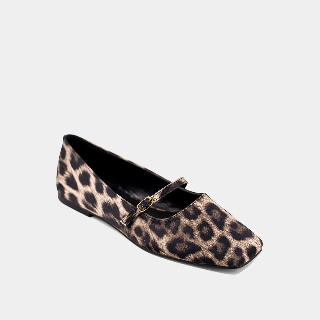 Adele Flat - Leopard Satin 10 | Extremely Refined Boutique