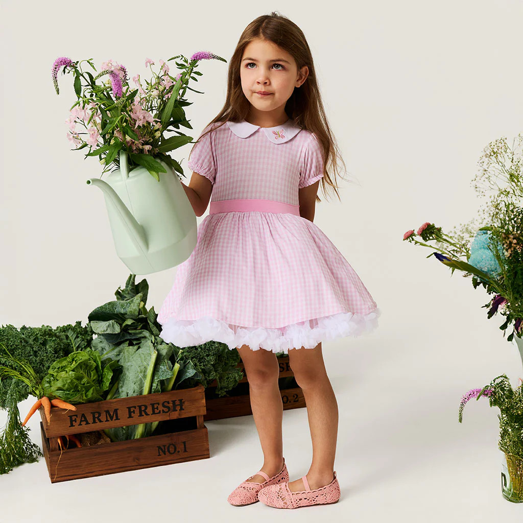 Picnic Pink Puff Sleeve Garden Gingham Pink Petticoat Dress | Posh Peanut® | Posh Peanut