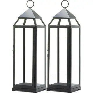 2 Extra Tall Black Contemporary Lanterns | Bed Bath & Beyond