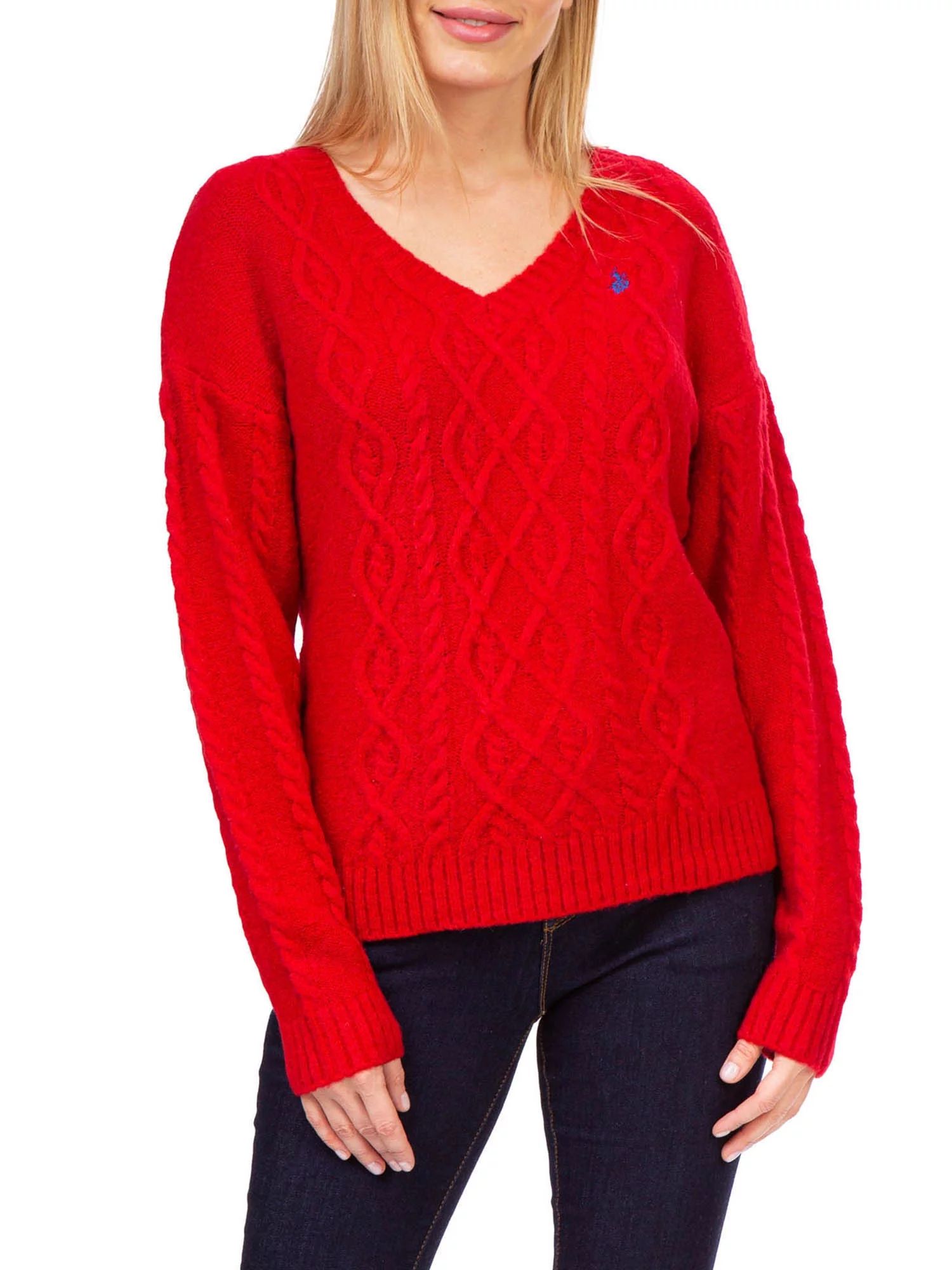 U.S. Polo Assn. V-Neck Cable Knit Sweater | Walmart (US)