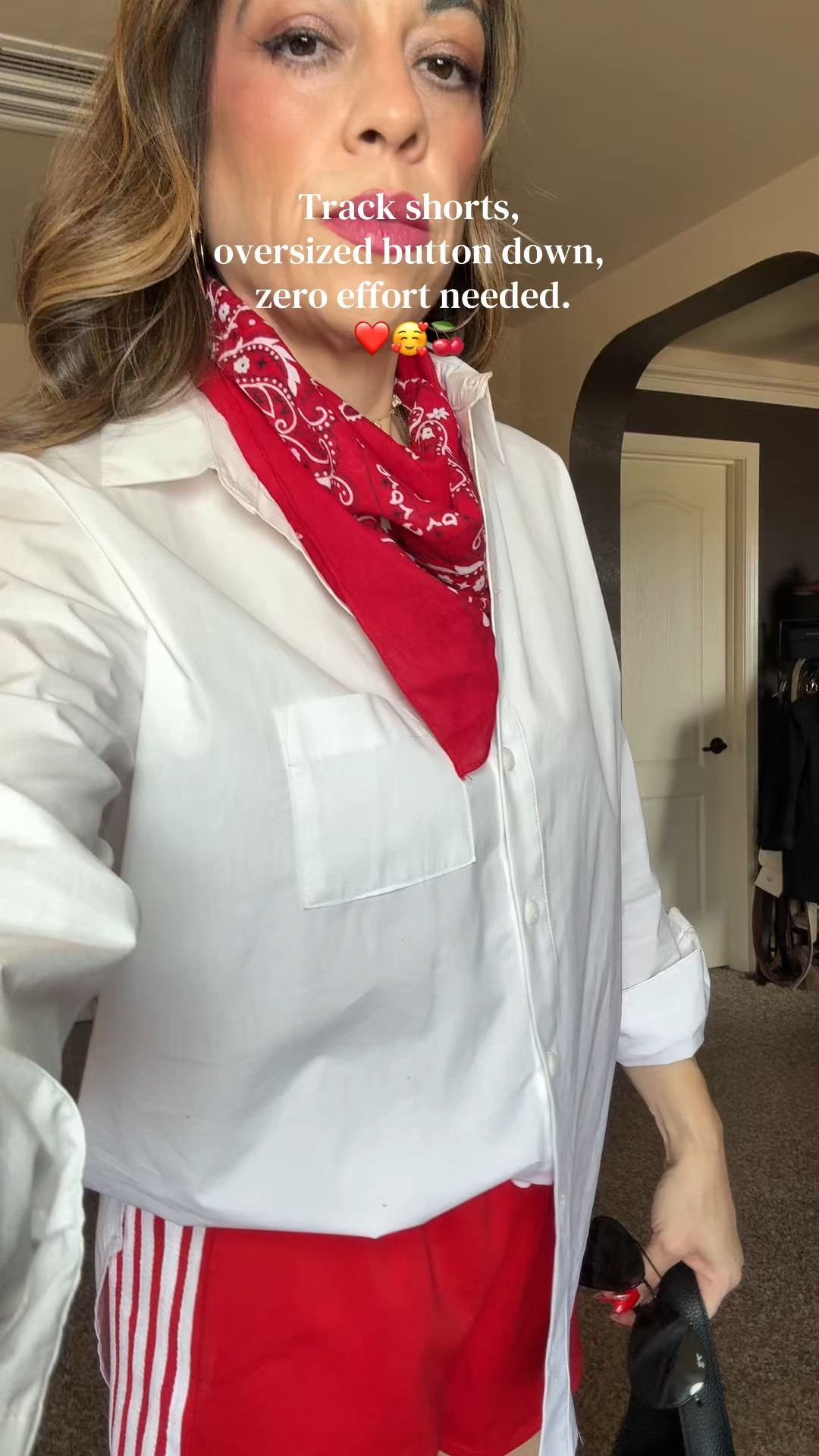 Casual but elevated is my favorite vibe lately.
Red track shorts + a white button down = the
easiest elevated summer look
shorts and
top and scarf @Amazon Fashion jelly shoes @Macy's #styleover40 #trackshort #summeroutfit #shortsoutfit #amazonfinds

#LTKmomlife #LTKOver40 #LTKootd
