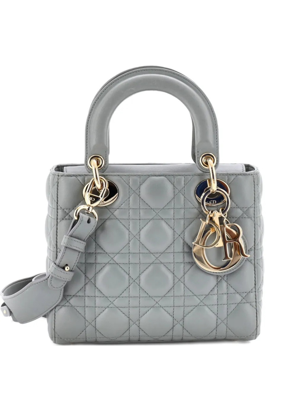 Christian Dior Pre-Owned My ABCDior Lady Dior Bag Cannage Quilt Lambskin crossbody bag - Grey | Farfetch Global
