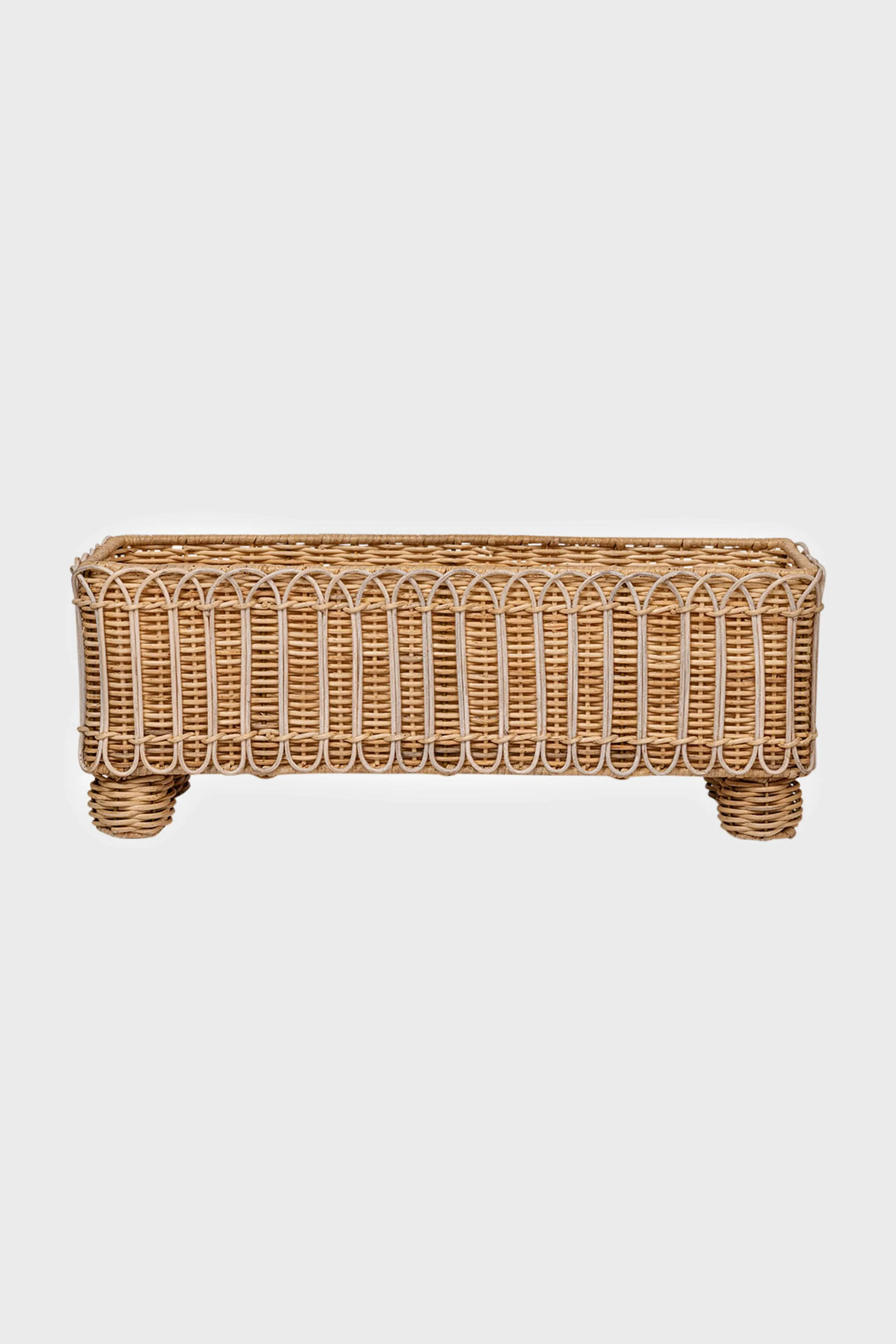 Provence Rattan Rectangular Planter Whitewash | Tuckernuck (US)