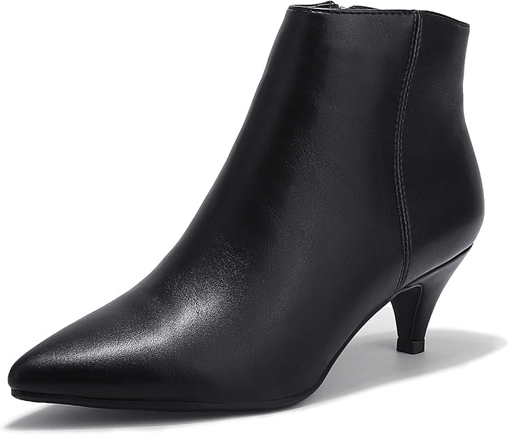 IDIFU Women Booties Low Kitten Heel Ankle Boots Pointed Toe Short Boots Dress Sexy Shoes | Amazon (US)