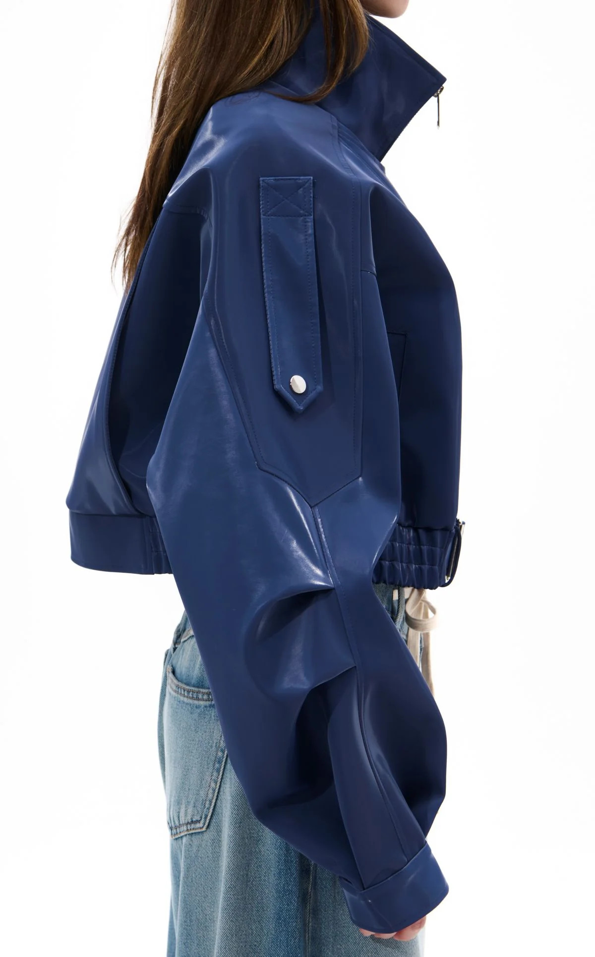 BABZ-BLUE LIQUID LUXE MOTO JACKET | Azalea Wang