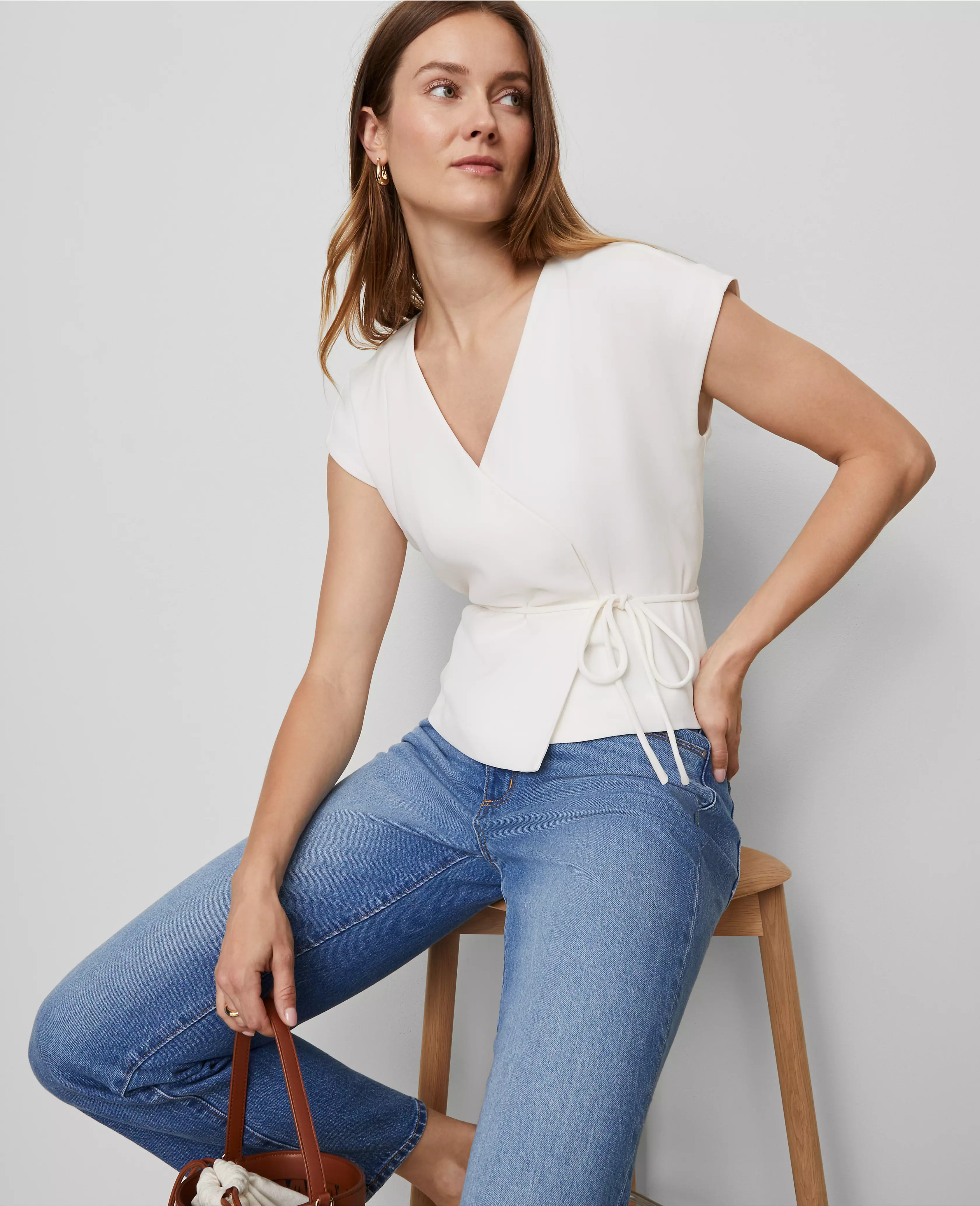 Petite Wrap Tie Waist Blouse | Ann Taylor