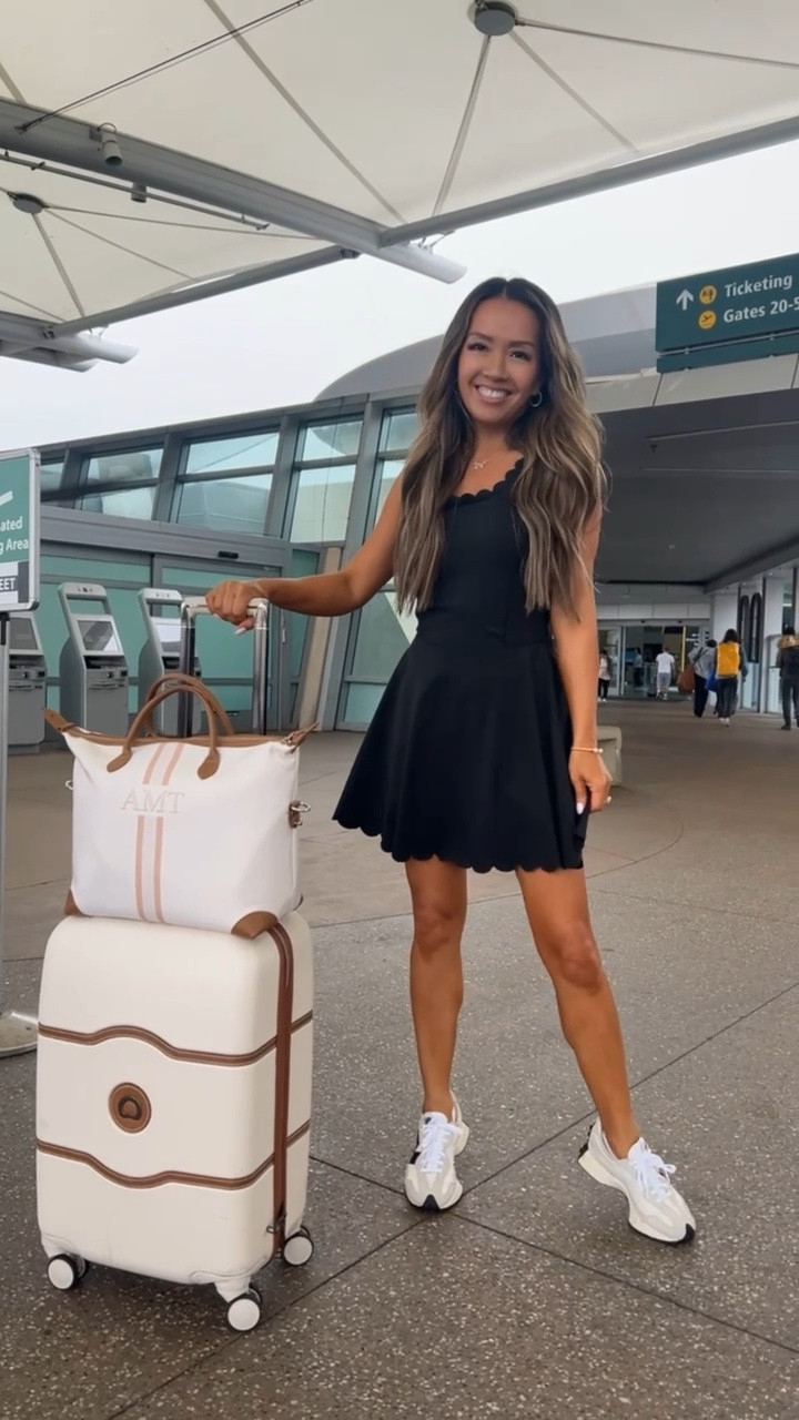 Travel/airport outfit - this scalloped dress is perfect for traveling! Comes with separate shorts that has side pockets to hold your phone. Also since the shorts are separate, you don’t have to worry about having to take the dress off to go to the bathroom. Win win! Wearing size XS - comes in a bunch of colors!

#LTKTravel #LTKFindsUnder100 #LTKFindsUnder50