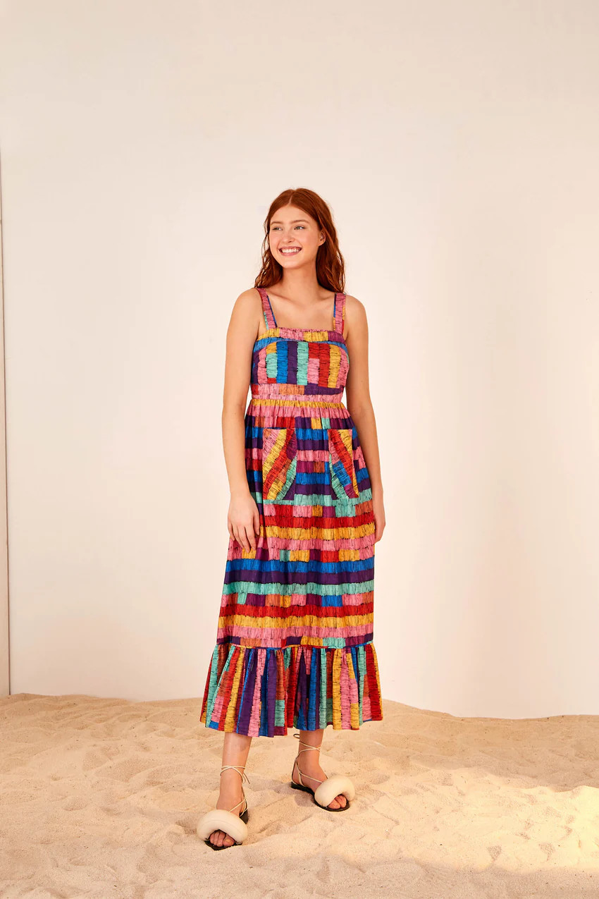 stripes midi dress | FarmRio (US)