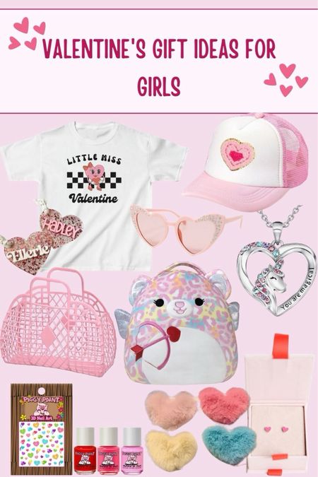 Valentine’s Day gift ideas for girls 
Valentine gift basket for kids
Pink pastel jelly basket retro 
Rainbow squishmallow
Heart trucker hat for girls
Little miss valentine t shirt Etsy
Heart earrings
Fuzzy heart hair clips
Heart rhinestone sunglasses
Valentine name tags for baskets
Valentine piggy paint gifts set all natural non toxic nail polish
Heart unicorn necklace from Amazon 


Follow my shop @linnstyleblog on the @shop.LTK app to shop this post and get my exclusive app-only content!

#liketkit #LTKGiftGuide #LTKfamily #LTKkids
@shop.ltk
https://liketk.it/4rR9C


#LTKkids #LTKGiftGuide #LTKfamily