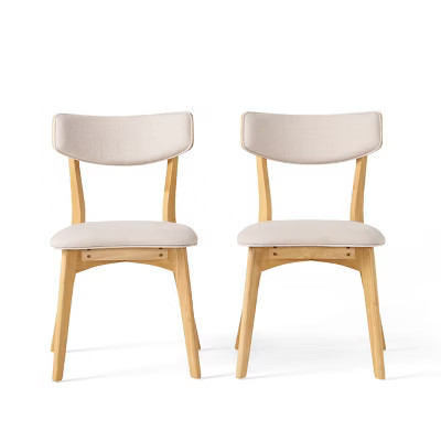 GDFStudio Crystal Rubberwood Upholstered Dining Chairs (Set of 2), Light Beige/Natural | Target