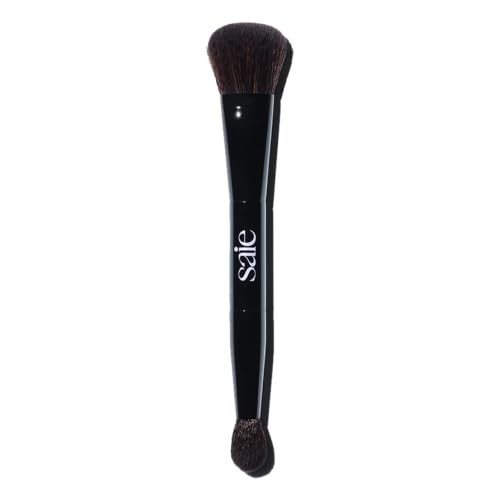 Saie The Double Brush - Dual Ended Makeup Brush For Powder and Cream Formulas - 2 Ultra-Soft Makeup Brushes in 1 for Precise + All-Over Application - Conceal, Highlight, and Sculpt - Vegan (1 Count) | Amazon (US)
