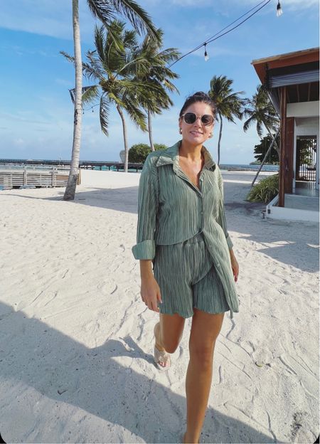 Love this two piece Plisse set from amazon! Perfect casual vacation outfit. Vacation outfits. 

#LTKstyletip #LTKunder50 #LTKtravel