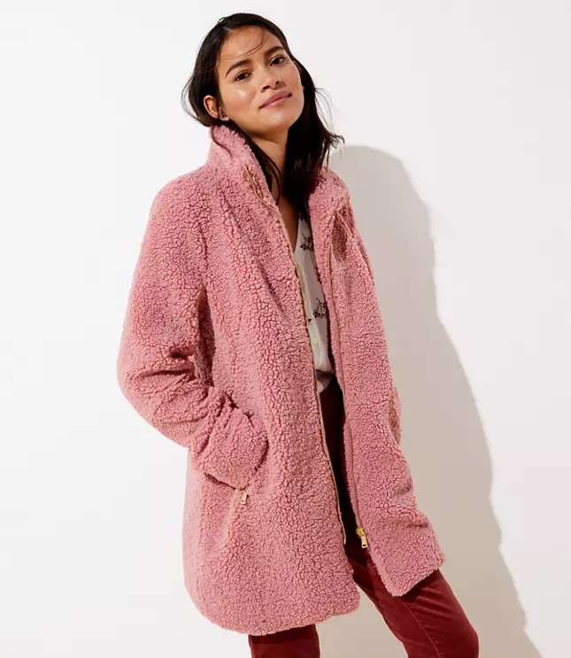 Fleece Funnel Neck Coat | LOFT | LOFT