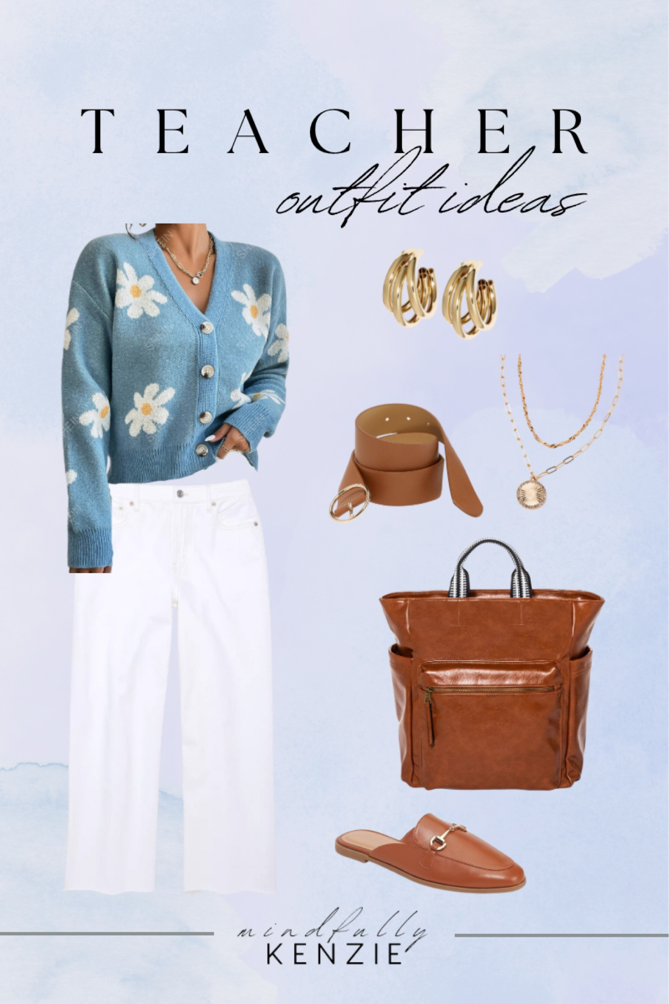 Teacher Outfit Inspo

Teacher sweater  flower cardigan  white jeans  brown accessories  gold jewelry  brown mule loafers  teacher style  spring style  brown backpack

#LTKfindsunder50 #LTKworkwear #LTKSeasonal