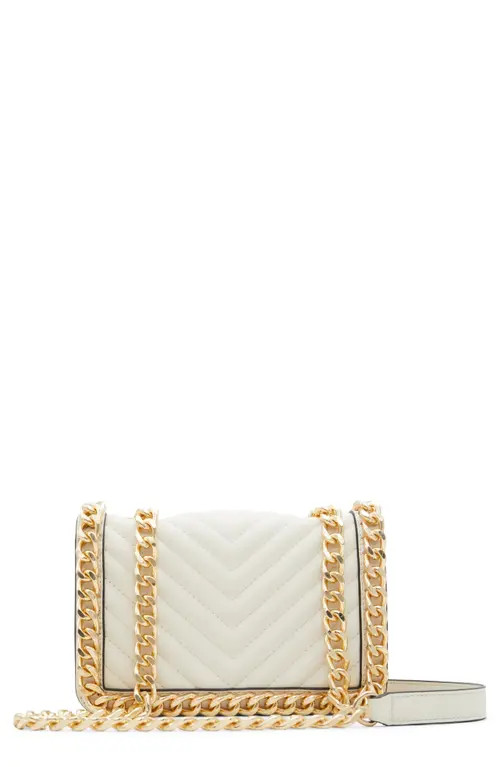 ALDO Mini Greenwald Chain Strap Faux Leather Crossbody Bag in Bone at Nordstrom | Nordstrom