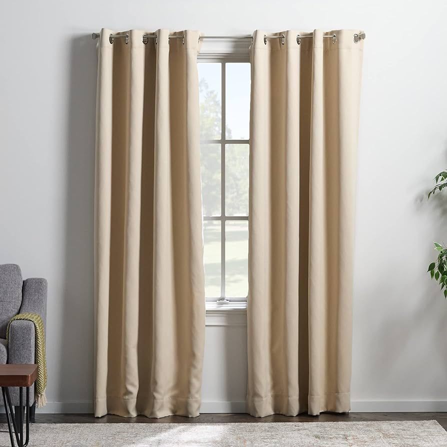 Linenspa 100% Blackout Curtain 2 Panels Set - Tan Curtains 84 Inch Length - Thermal Insulated, No... | Amazon (US)