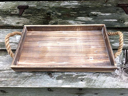 Rustic Beach Wood Tray with Jute Rope Handles - 20-in | Amazon (US)