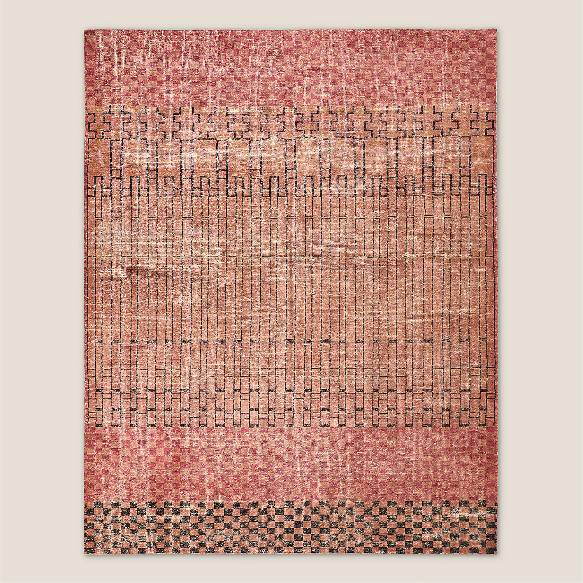 Bamini Hand-Knotted Terracotta Red Wool/Cotton Area Rug 5'x8' + Reviews | CB2 | CB2