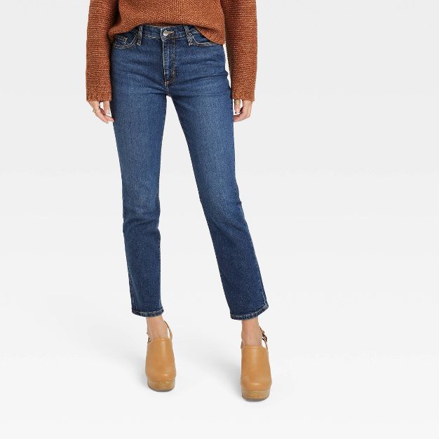 Women&#39;s High-Rise Slim Straight Jeans - Universal Thread&#8482; Dark Wash 6 Short | Target