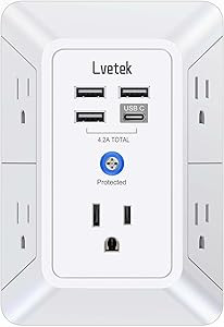 5-Outlet Surge Protector Wall Charger with 4 USB Ports - 1680J Multi Plug for Home, Office, Trave... | Amazon (US)