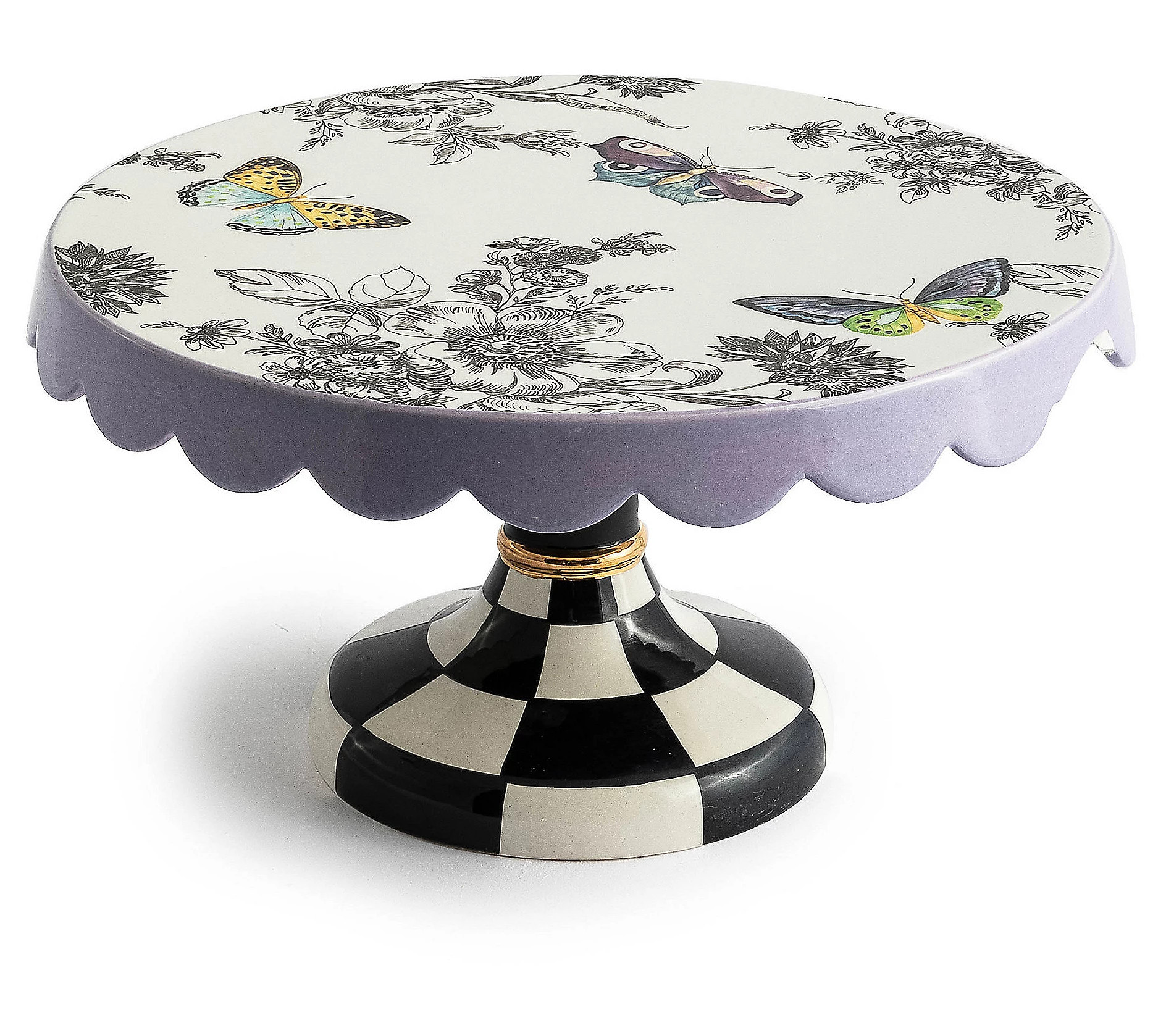 MacKenzie-Childs Butterfly Toile Small Pedes- t l Platter | QVC