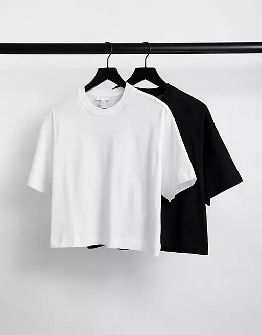 Topshop 2 pack boxy t-shirts in mono | ASOS (Global)