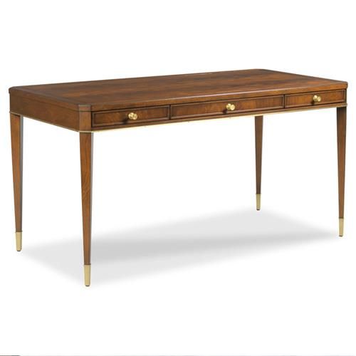 Woodbridge Livingston French Margate Brown Mahogany Hardwood 3 Drawer Writing Table | Kathy Kuo Home