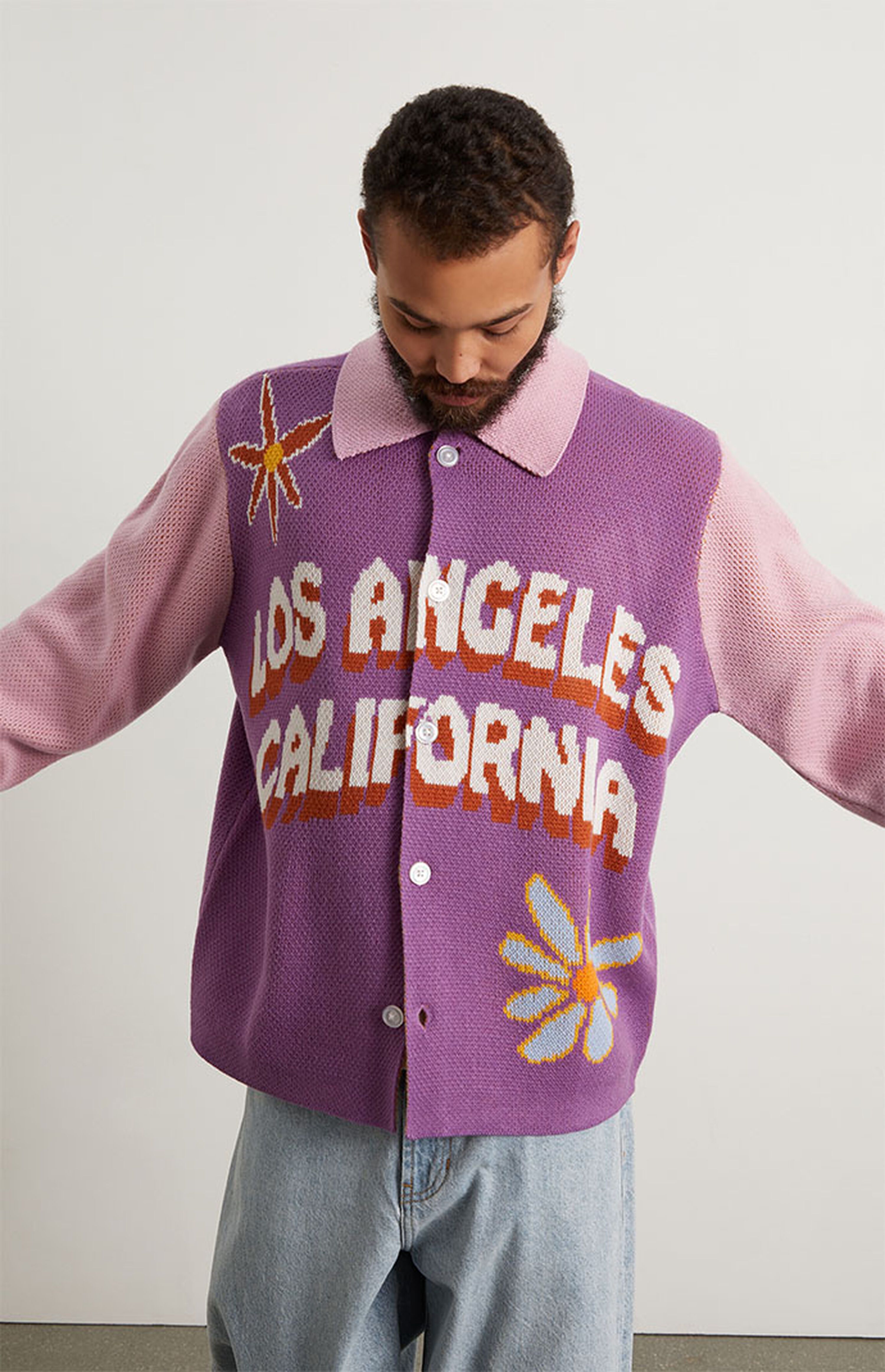 PacSun Purple LA Button Down Sweater | PacSun
