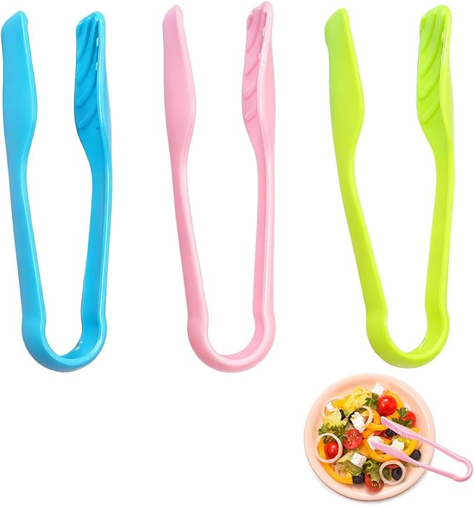 3Pcs Tongs for Kids Mini Colored Plastic Cooking Tongs and Tweezers for Toddler Fine Motor Skills... | Amazon (US)