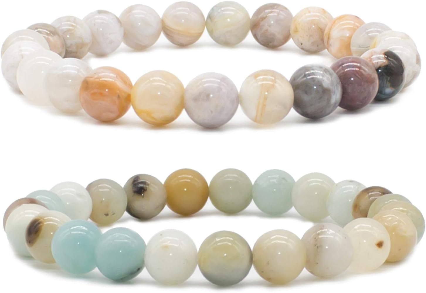 Bivei Natural Gem Semi Precious Reiki Healing Crystals Handmade 8mm Round Beads Stretch Bracelet | Amazon (US)