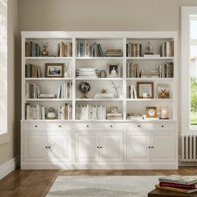 91'' H X 102.4'' W 3-Drawer 6-Tier Bookcase Storage Cabinet | Wayfair North America